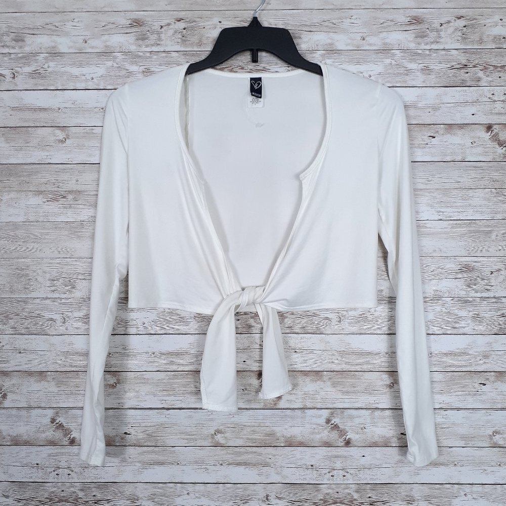 Windsor Womens Shrug S Cropped Tie Front Off White 30